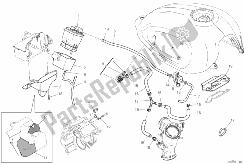 All parts for the Canister Filter of the Ducati Scrambler 1100 PRO USA 2020